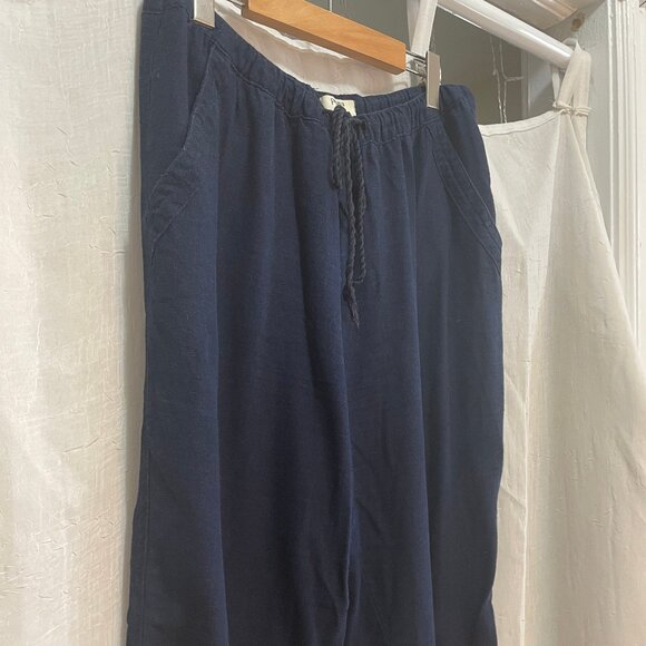 Navy Blue Loose Linen/Viscose Pants - Picture 2 of 5
